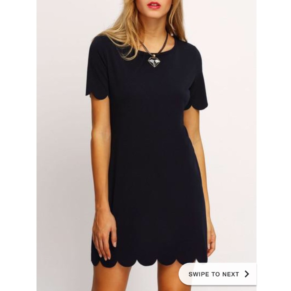 Black scallop-edge dress